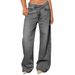 High Waist Wide Leg Jeans For Women - Soft Stretch Denim Pants With Tapered Fit, Comfortable & Flattering For Pear Shape, Classic Black & Gray Wash_mkmklike.com