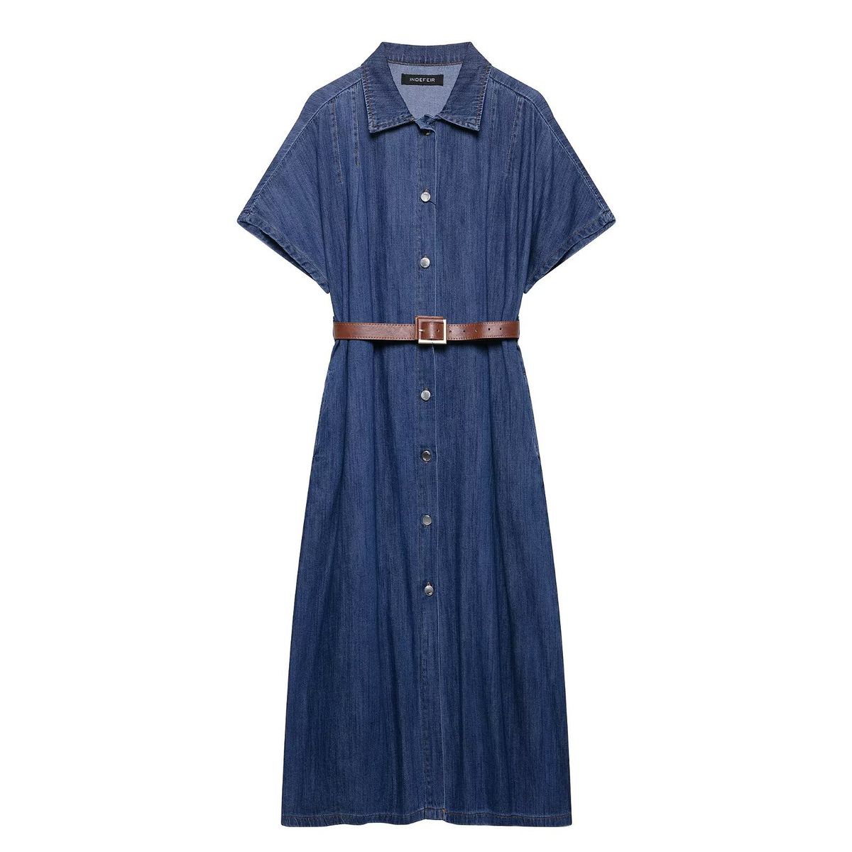 YALTEI Spring New Women's Style French Fashion With Belt Midi Cowboy Dress 0108025_mkmklike.com