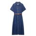 YALTEI Spring New Women's Style French Fashion With Belt Midi Cowboy Dress 0108025_mkmklike.com