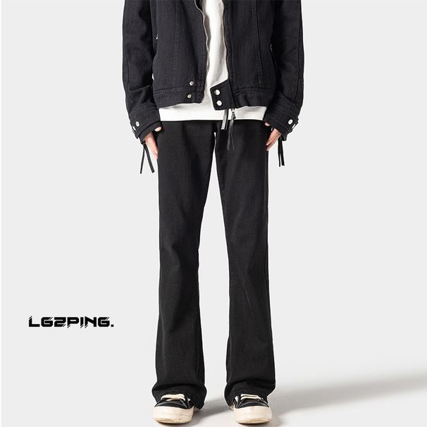 Jeans Men And Women, Spring Trendy High Street Cleanfit, Black Casual Long Pants For Tall Individuals, Straight-leg_mkmklike.com