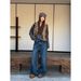 ICC Winter Composite Fleece Washed Dark Blue Slim Straight Women's Jeans Guangzhou Thirteen Lines 70330_mkmklike.com