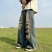 Nordmann American High Street Ripped Jeans For Men Loose Wide-Leg Floor-Length Pants Autumn Winter Vintage Versatile Casual_mkmklike.com