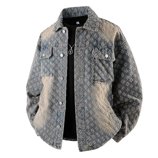 Men's Clothing Retro Jacquard Trendy Fashion Jacket Denim Jacket_mkmklike.com