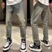 Autumn New Loose Straight Jeans Men's Fashion Personality Retro Embroidery Trend Casual Pants Versatile Trousers_mkmklike.com