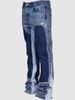 2024 Men's European And American Fashion Ins Cargo Hot Elastic Patch Denim Layered Flared Pants_mkmklike.com