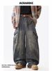 Retro American Washed Scimitar Jeans Deconstructed Slimming Straight Wide Leg Trousers Loose Casual Jeans for Men And Women_mkmklike.com