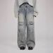Men's Clothing Retro Ripped Jeans Straight Leg Pants For Men And Women Loose Wide Leg Long Trousers Spring Autumn Style Summer Floor Length_mkmklike.com