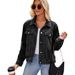 Women's Slim Fit Washed Denim Jacket - Short Length Long Sleeve Casual Coat For Streetwear & Everyday Style_mkmklike.com