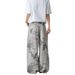 American Retro Washed Old Tie-dye Wide-leg Jeans Men And Women Loose And Thin Straight Drape Long Pants_mkmklike.com