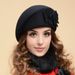 Hot Sale 2024 Wool Felt Dual Flowers Vintage French Plaid Top Painter Beret Women Hat Winter Thermal Artist Casual Cap_mkmklike.com