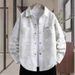 Retro Washed Denim Shirt Jacket For Men In Autumn, Loose And Fashionable Casual Jacket, Trendy Outerwear_mkmklike.com