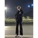 Men's Oversized Flowy High Street Style Vibe American Style Pure Black Straight Leg Jeans Sophisticated Casual Trousers_mkmklike.com