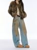 American Y2K Retro Distressed Loose Wide-leg Jeans For Women, Straight-leg Long Pants, Vintage Blue_mkmklike.com