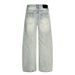 Nordmann Heavy-duty Washed Vintage Denim American Retro Casual Loose Straight Punk Street Fashion Men's Wide-leg Pants_mkmklike.com