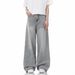 "Men's Distressed Wide Leg Jeans – Loose Fit Washed Denim Trousers For Casual Streetwear (S-3XL, Smoke Gray)"_mkmklike.com