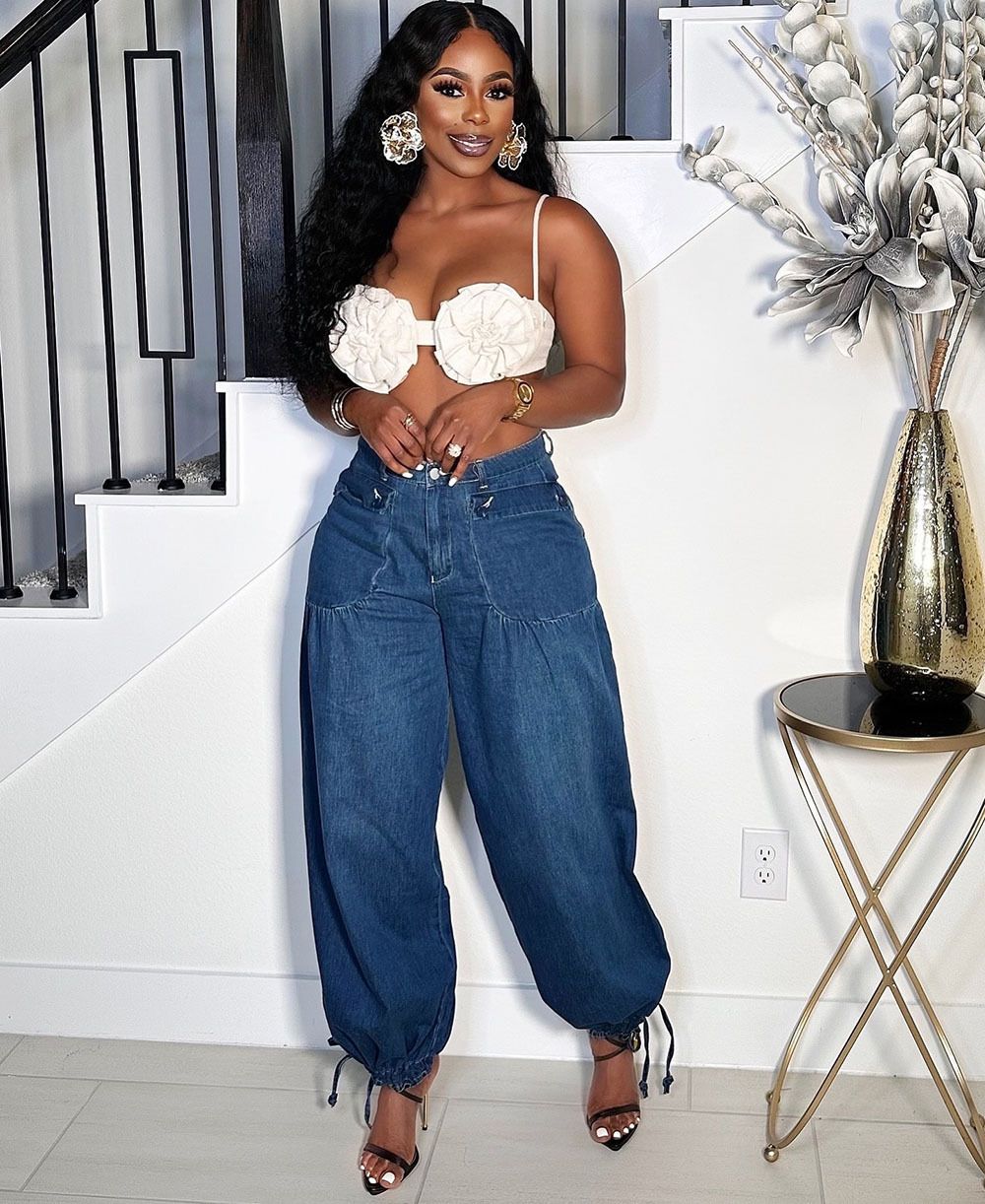 Women's Jeans Street Fashion Versatile Side Zip Wide-leg Slacks_mkmklike.com