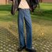 Nordmann Hong Kong Style Retro Blue Jeans For Men Summer Trendy Brand Ins Loose Straight Casual Cool Wide-Leg Long Pants_mkmklike.com