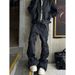 Men's Black Waxed Coated Flared Jeans – High Street Vintage Stacked Hem Slim Fit Extra Long Pants (S-3XL)_mkmklike.com