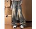 American Jeans Men's And Women's Retro High Street Vibe Design Sense Trendy Brand Wide-leg Loose Straight Tooling Casual Trousers_mkmklike.com