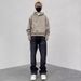 High Street Distressed Washed Wide-Leg Flare Jeans Men's Oversized Boyfriend Fit Paint Splatter Whisker Details_mkmklike.com
