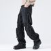 Men's Clothing High Street Fashion Brand Workwear Multi Pocket Straight Pants Black Design Wide Leg Trousers_mkmklike.com