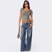 Women's Clothing Loose Wide Leg Fashion Printed Denim Trousers Ladies Jeans_mkmklike.com