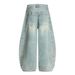 American Vintage Washed Denim Scimitar Men's Punk Three-Dimensional Deconstructed Design Wide-Leg Loose Long Pants_mkmklike.com
