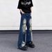 Vintage Washed Distressed Ripped Jeans For Men - Loose Straight Leg High Street Baggy Oversized Boyfriend Denim Pants_mkmklike.com