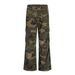 Camouflage Cargo Men Multi-Pocket Pleated Design Vibe Streetwear Distressed Frayed Flared Pants_mkmklike.com