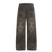 Men's High-Waist Distressed Jeans High Street Style Loose Fit Height Enhancing Retro Streetwear_mkmklike.com