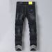 Men's Stretch Denim Jeans - Slim Straight Fit Black Pants With Artistic Washes, Comfortable Cotton Blend For Casual & Streetwear (S-2xl)_mkmklike.com