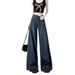 ELLE Vintage Wide-Leg Jeans For Women, Autumn 2025 New Loose Fit, Slimming High-Waisted Straight-Leg Floor-Length Pants, Thin_mkmklike.com