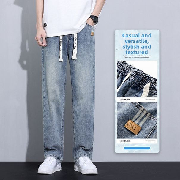 Men's Loose Straight Leg Jeans Casual Long Pants Trendy Brand New Style Spring_mkmklike.com