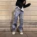 Men's Slim Fit Stretch Denim Jeans - Trendy Streetwear Straight Leg Pants For Youth (S-XXXL, Blue, Washed Cotton)_mkmklike.com