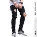 Pulse European And American Trendy Jeans New Elastic Slim Fit With Slit Cuffs Chain Ripped Men's Denim Pencil Pants_mkmklike.com