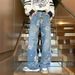 Men's Clothing Street Print Jeans For Men Autumn Trend Vibe Style Loose Versatile Design Mopping Wide Leg Pants_mkmklike.com
