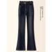 Fleece-Lined Thickened Vintage Color Denim Flared Women, New Autumn And Winter Slim High-Waisted Slimming Pants For_mkmklike.com