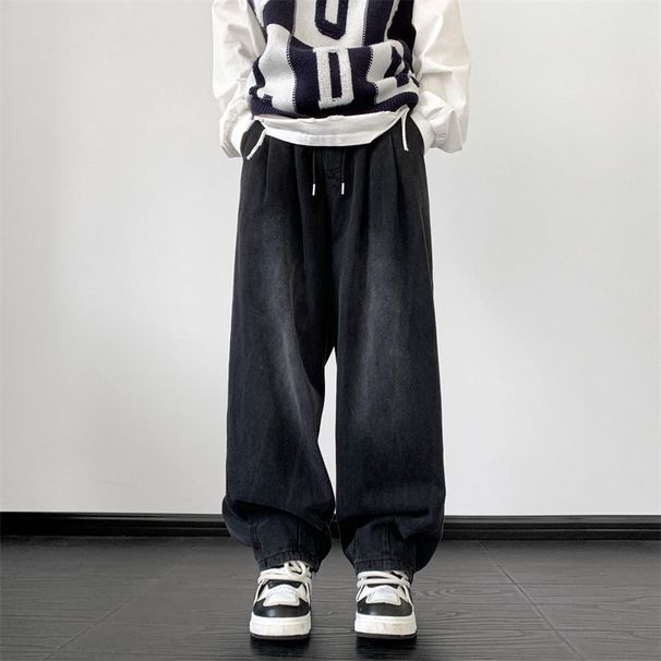 Men's Jeans Autumn Winter Trendy Brand Wide Leg Casual Harajuku Style Loose Fit Youth Versatile Long Pants_mkmklike.com