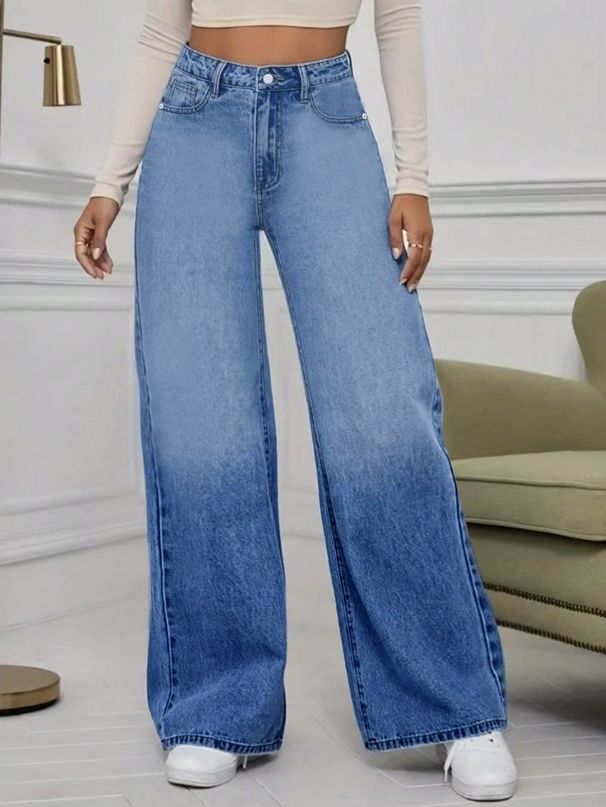 Vintage Washed Blue Jeans For Women – High Street Straight Leg Denim Pants (Blue, M-XL)_mkmklike.com