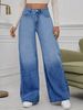 Vintage Washed Blue Jeans For Women – High Street Straight Leg Denim Pants (Blue, M-XL)_mkmklike.com