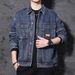 Autumn Winter High-End Multi-Pocket Workwear High Street Loose Turn-Down Collar American Retro Denim Jacket Men_mkmklike.com