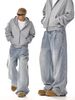 Men's Vintage Washed Cleanfit Jeans - High Street Straight Leg Relaxed Fit Wide Trousers For Casual Wear_mkmklike.com