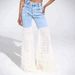 Trendy High-Waisted Flared Jeans For Women – Distressed Patchwork & Mesh Design, Comfort Stretch, Blue & White (S-Xxl)_mkmklike.com