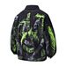 Men’s Tie-Dye Graffiti Denim Jacket – Oversized Streetwear Coat With Distressed Wash & Flap Pockets (95% Cotton, M-3XL, White/Black)_mkmklike.com