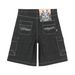 Men's Clothing Heavyweight Knee Length Shorts Chicano American Style Floral Embroidery Straight Loose Raw Jeans_mkmklike.com