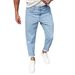 Men's Clothing Slim Fit Straight Leg Jeans Tapered Casual Cropped Length Versatile Small Straight Leg_mkmklike.com