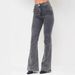 Women's Flared Jeans - High Waist Stretch Denim Pants For Casual & Office Wear (Grey, Sizes 25-32) Functional Details_mkmklike.com