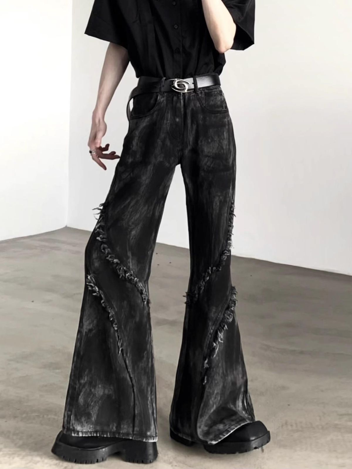 Men's Clothing High Street Vibe Micro Flared Men's High Waist Niche Design Jeans High End Feel_mkmklike.com