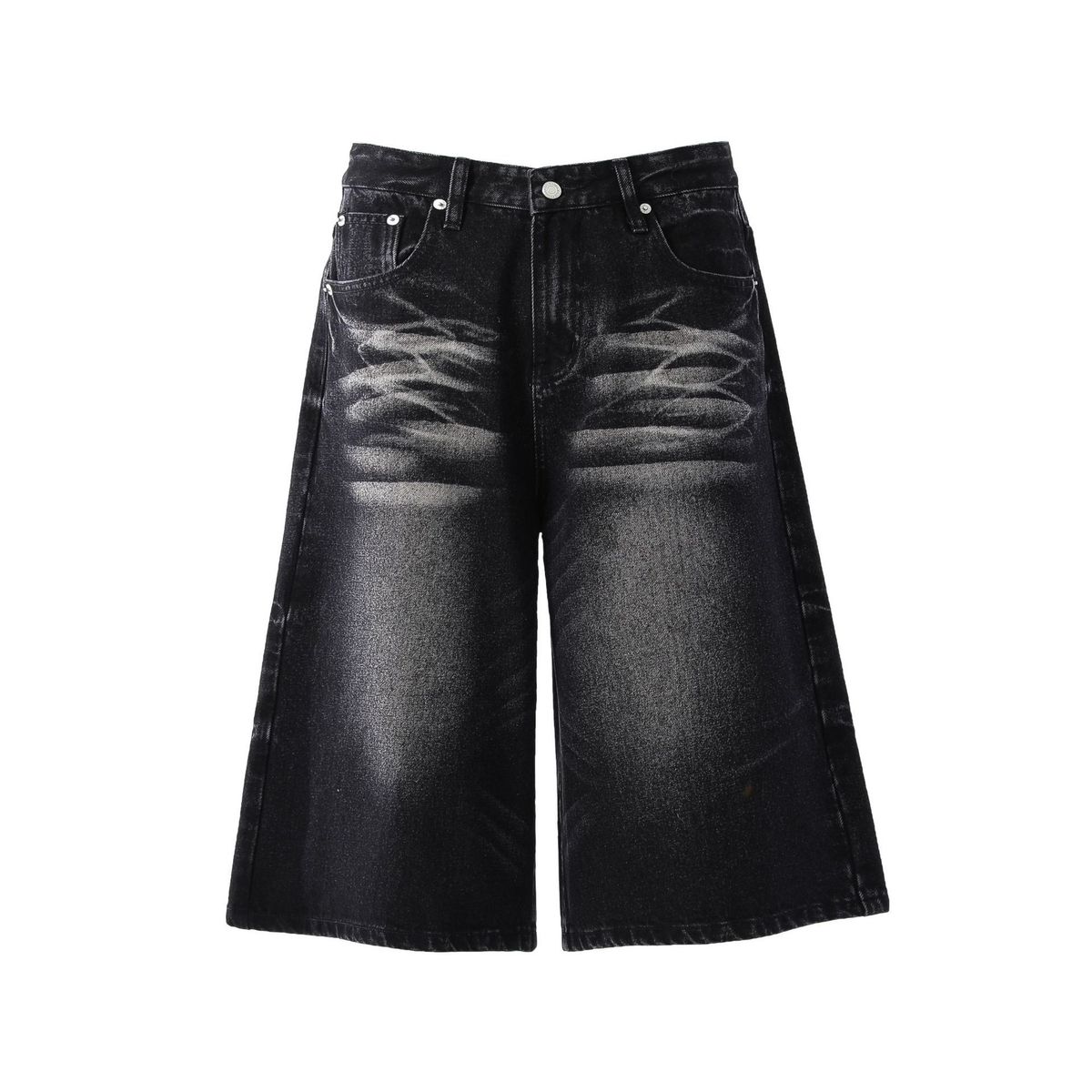 Unisex Vintage Washed Denim Shorts Retro High-Waisted Relaxed Fit Cut-Off Jeans for Men And Women_mkmklike.com
