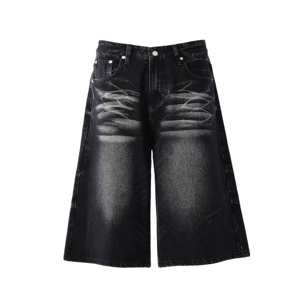 Unisex Vintage Washed Denim Shorts Retro High-Waisted Relaxed Fit Cut-Off Jeans for Men And Women_mkmklike.com